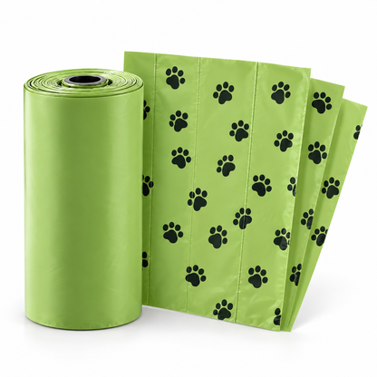 Pet Waste Bags Roll with Paw Print Design