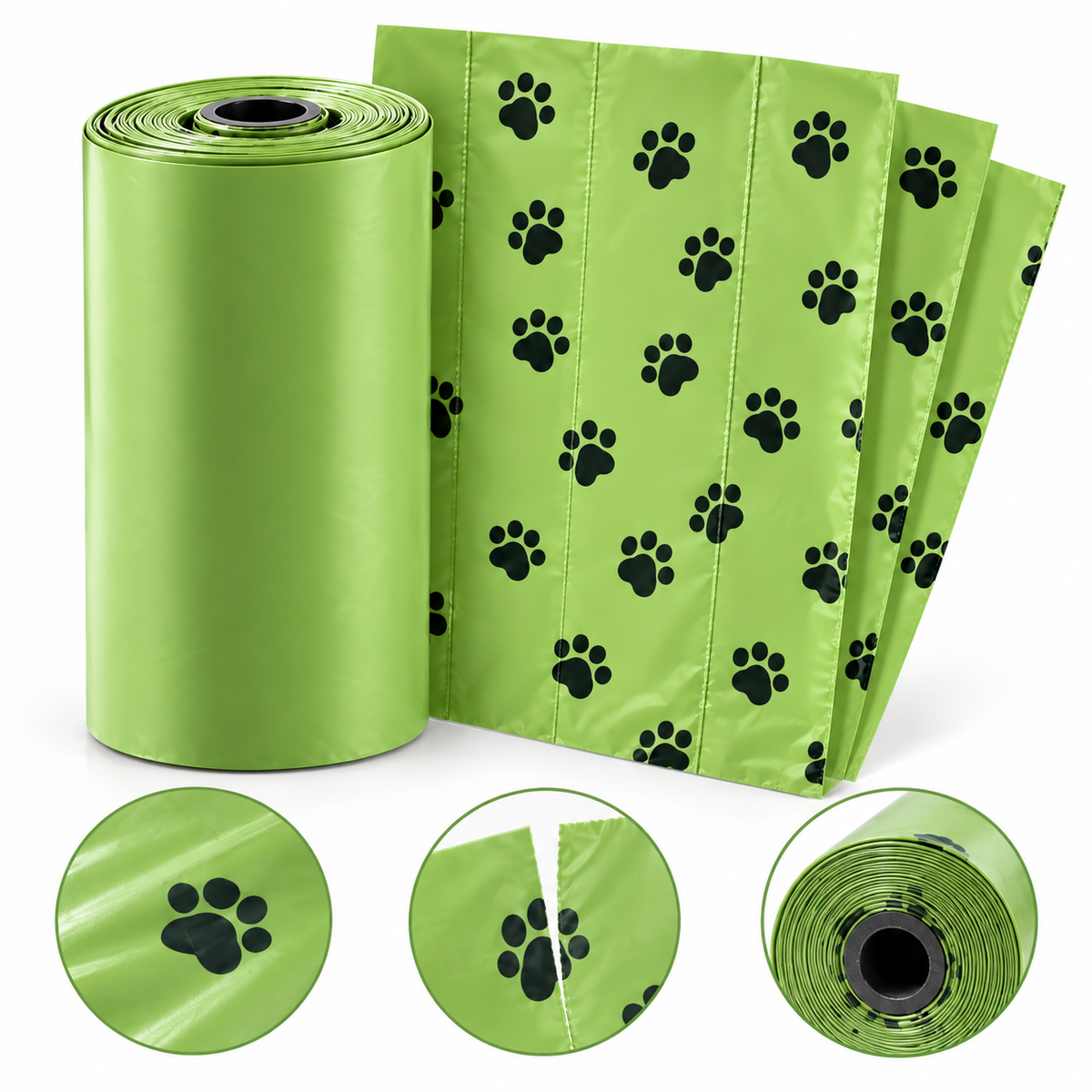 Pet Waste Bags Roll with Paw Print Design